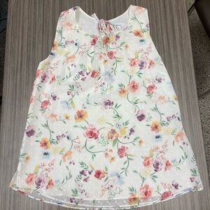 Reitmans White Sleeveless Floral Blouse